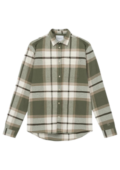 Jeremy Flannel Shirt  - Olive Night/Lead Grey