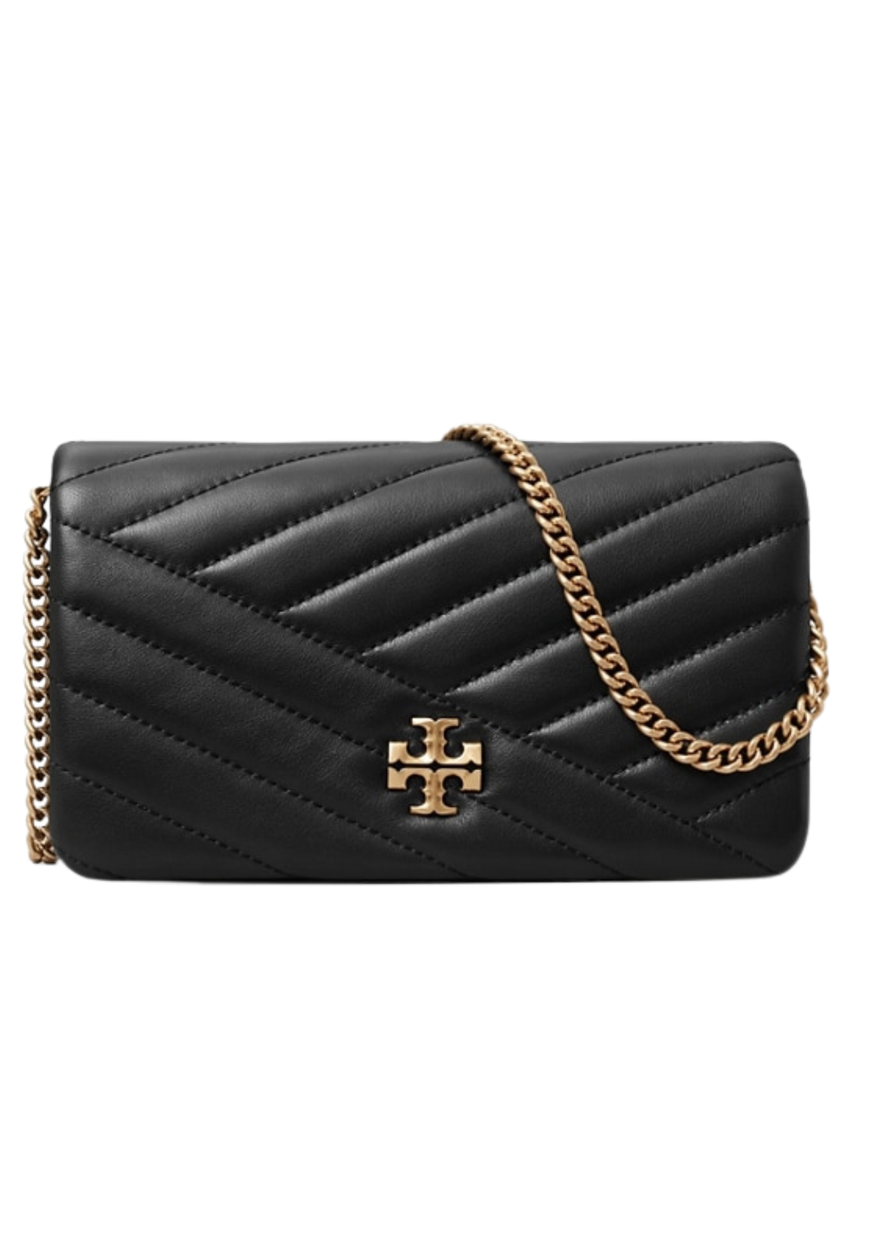 Kira Chevron Chain Wallet - Black