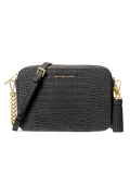 Jet Set Medium Nubuk Logo Crossbody Bag - Black