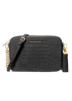 Jet Set Medium Nubuk Logo Crossbody Bag - Black