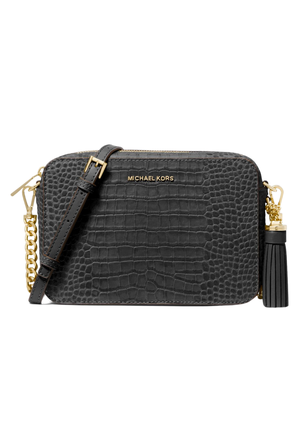 Jet Set Medium Nubuk Logo Crossbody Bag - Black