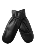 Leather Faux Fur Mittens - Jet Black