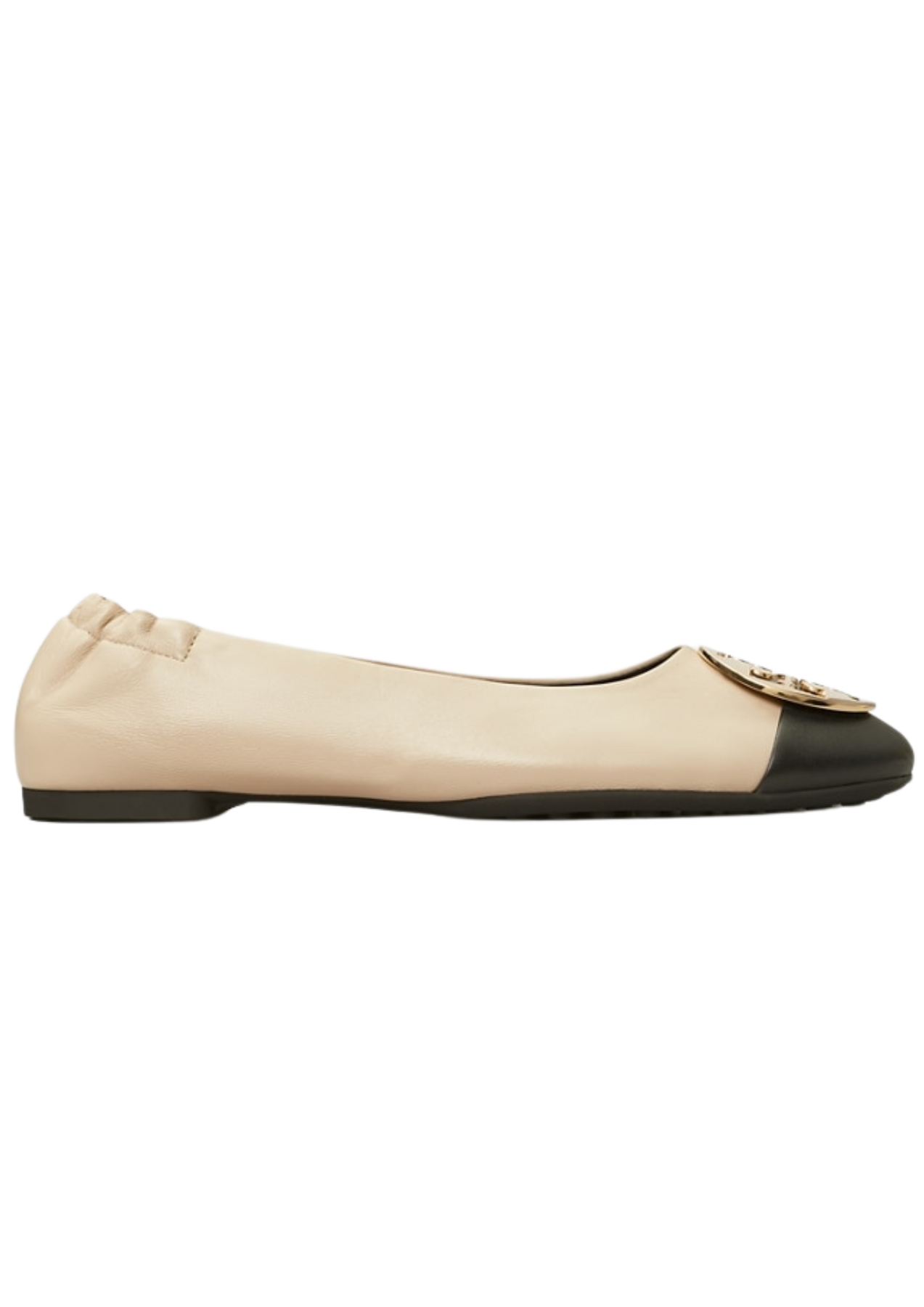 Claire Cap-Toe Ballet - New Cream / Black / Gold