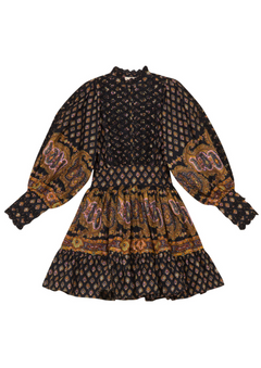 Décorated Poplin Mini Dress - Paisley