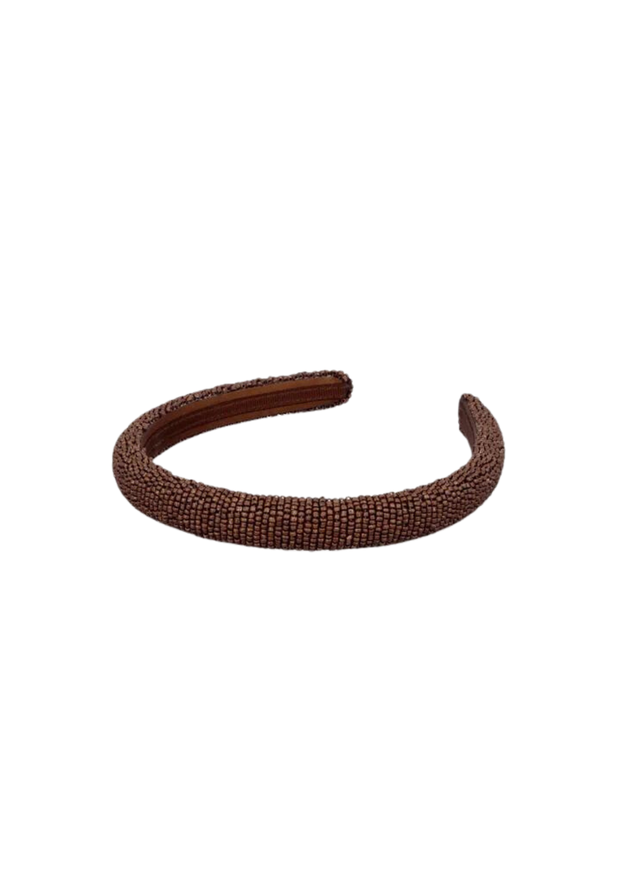 Solid Slim Beaded Diadem - Acorn Brown