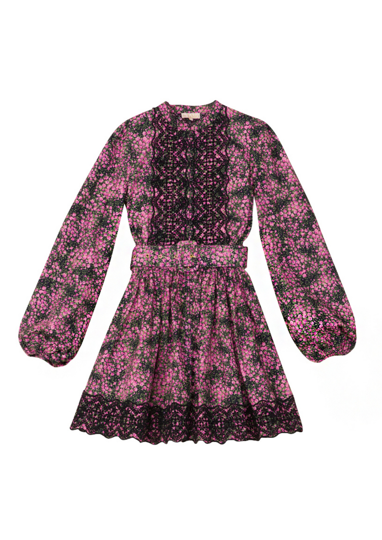 Décorated Poplin Belt Dress - Petite Rose