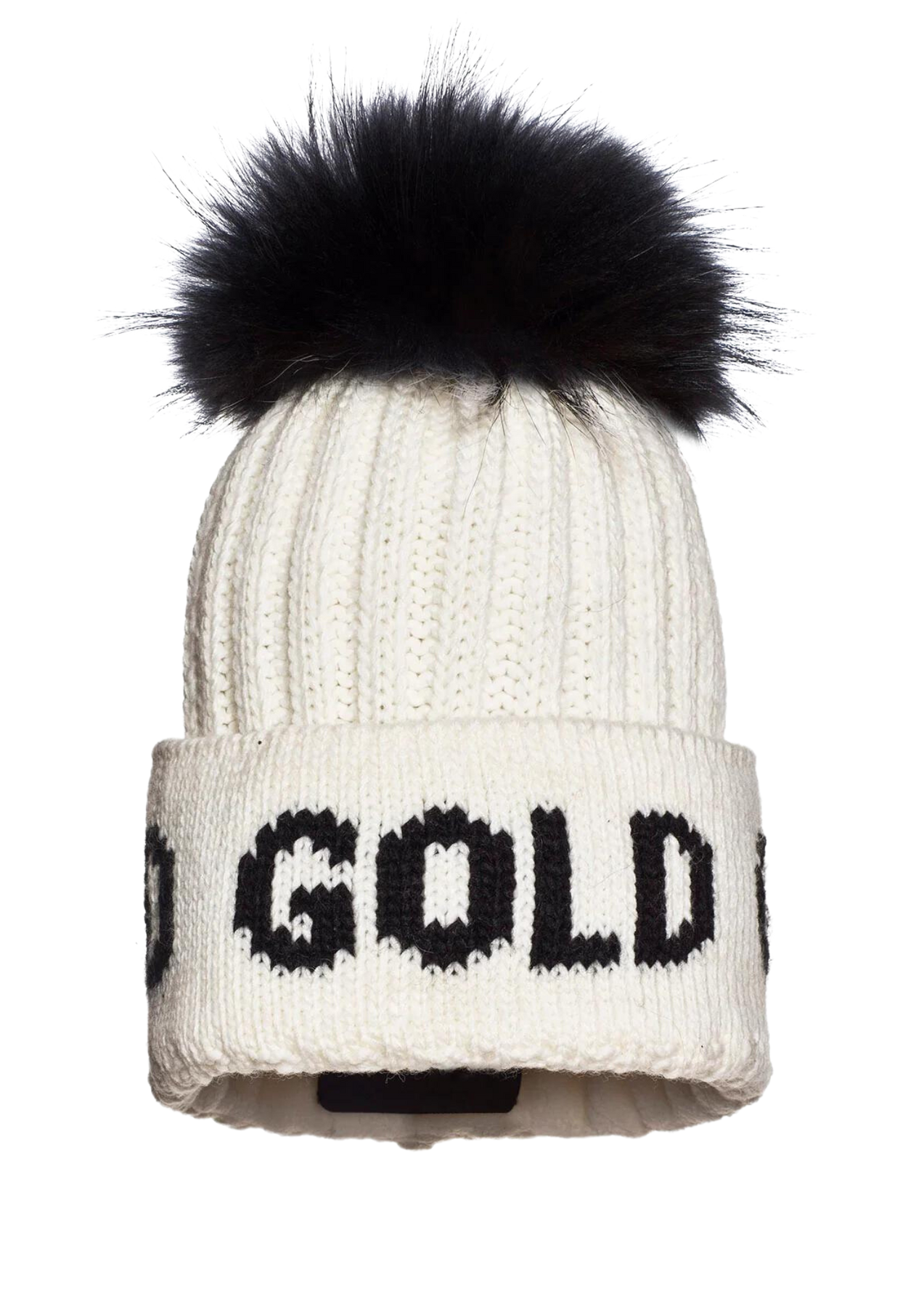 Hodd Mössa Faux Pom - Vit