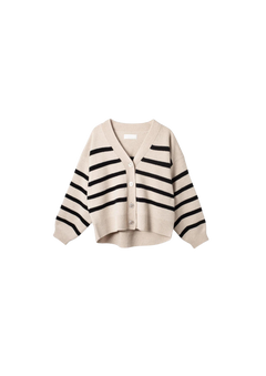 Mooring Cardigan - Black Barley Stripe