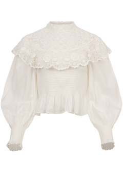 Serita Crochet Lace L/Slv Top - Cream