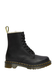 1460 Serena Faux Fur Lined Leather Lace Up Boots - Black