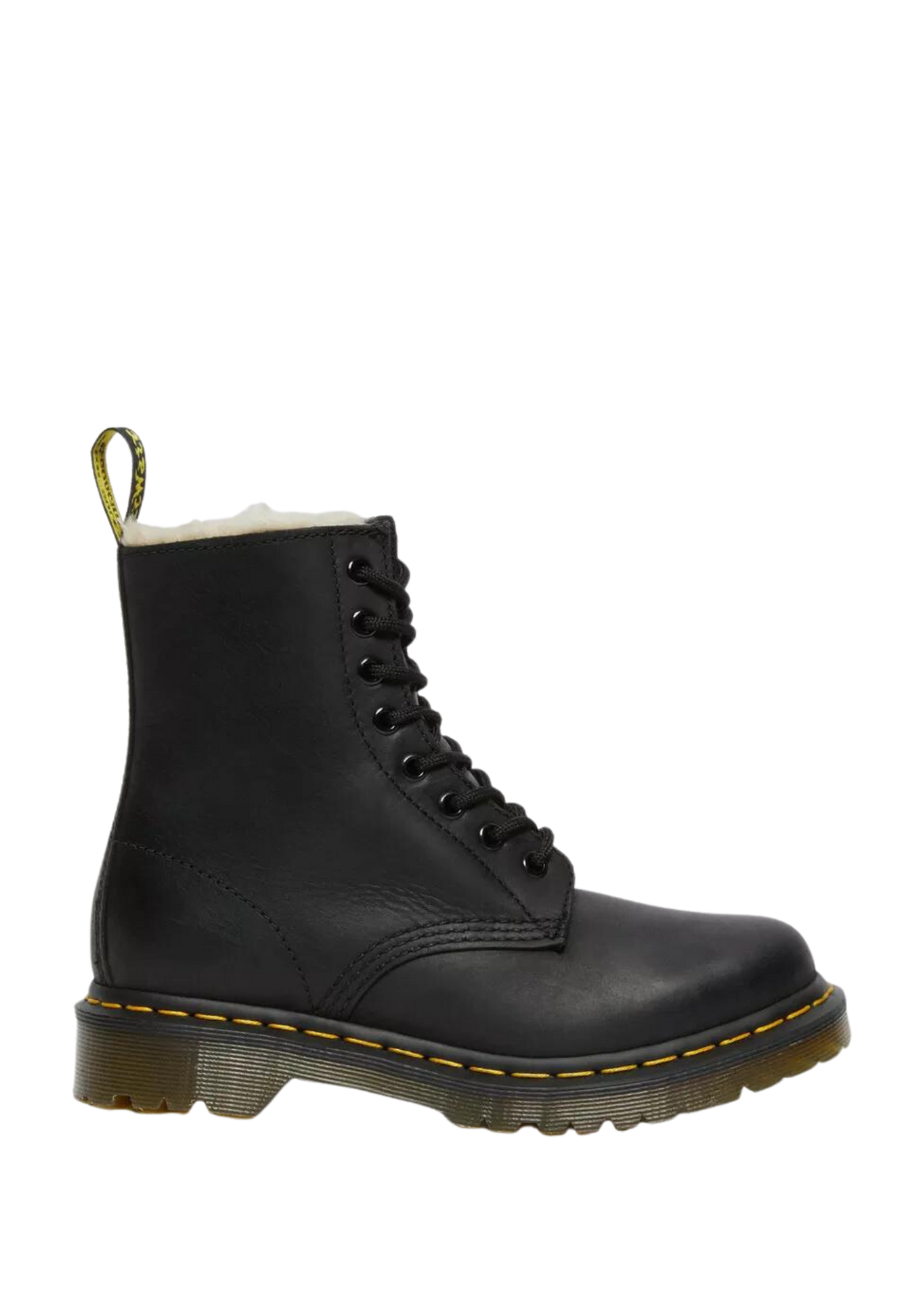 1460 Serena Faux Fur Lined Leather Lace Up Boots - Svart