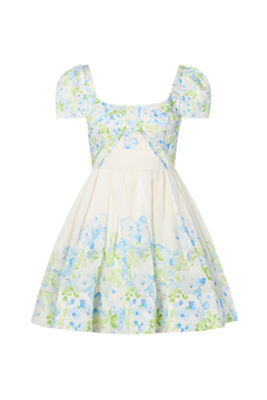 Vanda Pouf Sleeve Mini Dress - Pastel Floral Vanilla