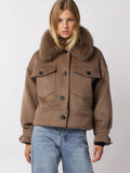 Charlie Jacket - Faux Fur - Wool Brown