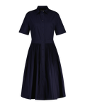 Ctn Pleated Ss Skjortklänning - Evening Blue