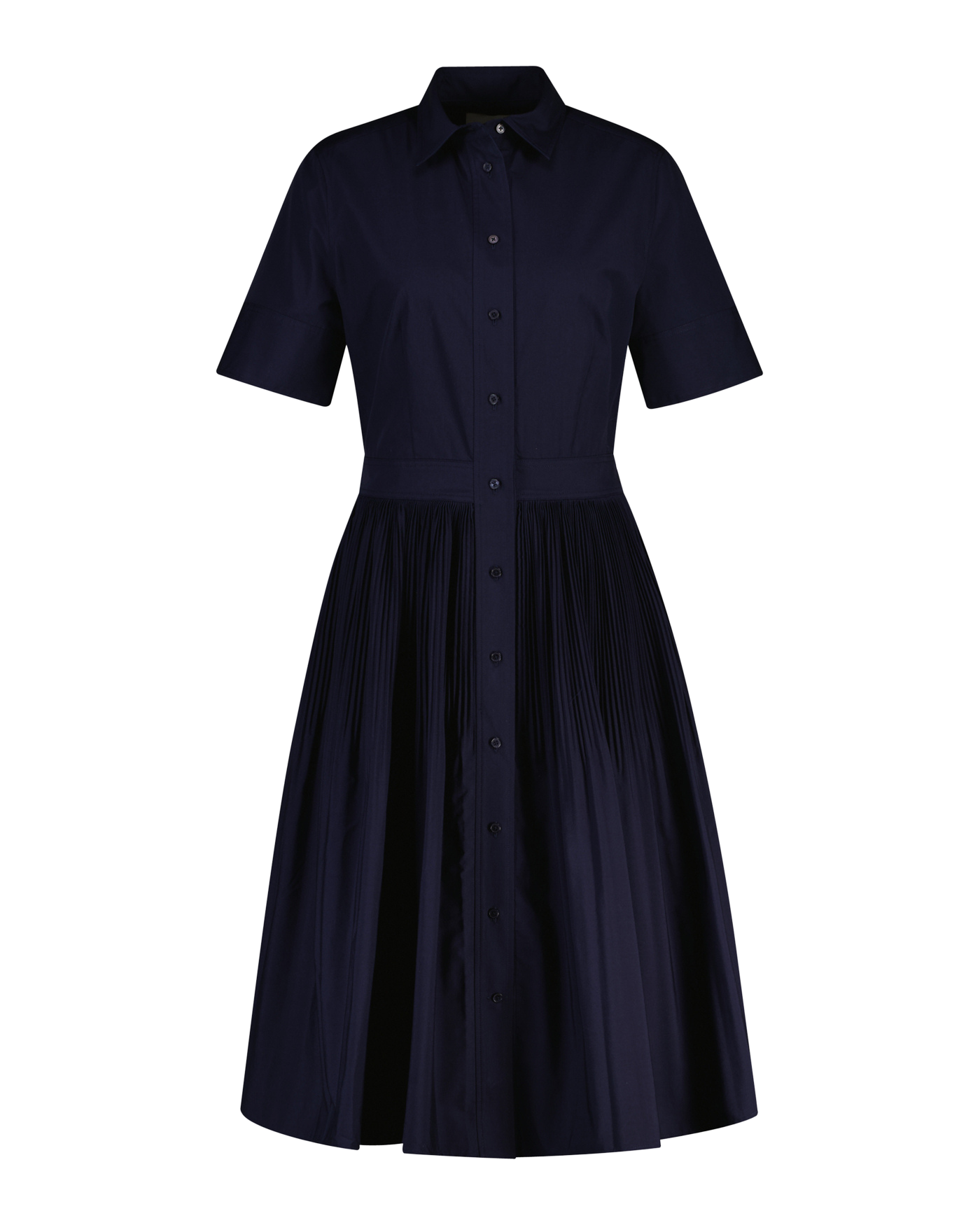 Ctn Pleated Ss Skjortklänning - Evening Blue