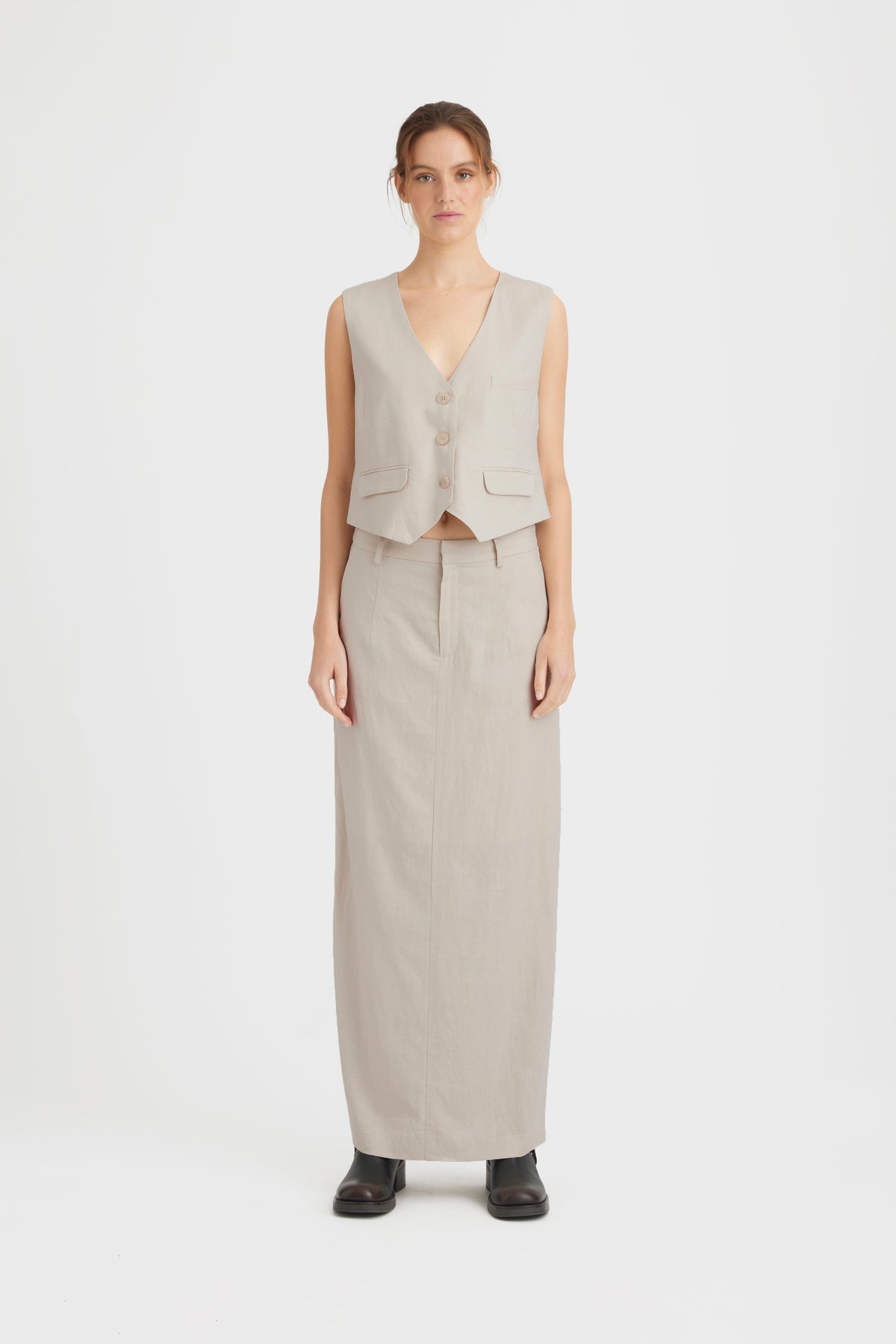 LizaGZ Linen Hw Skirt - Ancient Scroll