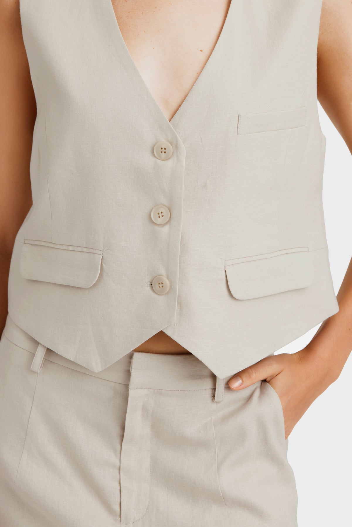 LizaGZ Linen Waistcoat - Ancient Scroll