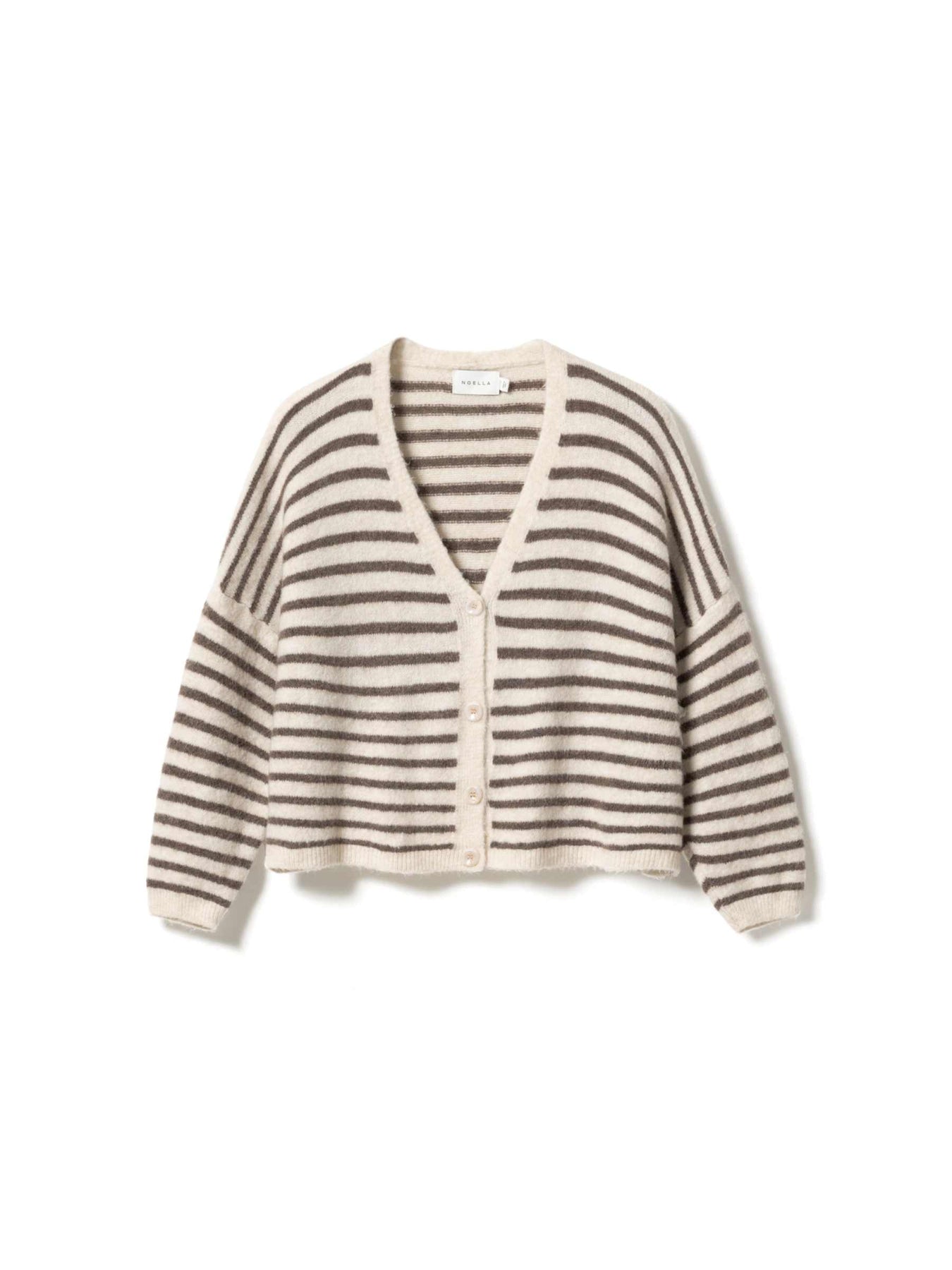 N-Lenda Knit Cardigan - Brown Ivory Stripe