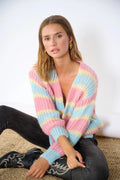 Pacific Knit Cardigan - Light Blue/Rose Mix