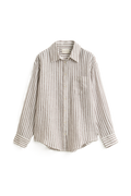 Rel Striped Linen LS Skjorta - Fresh Soil