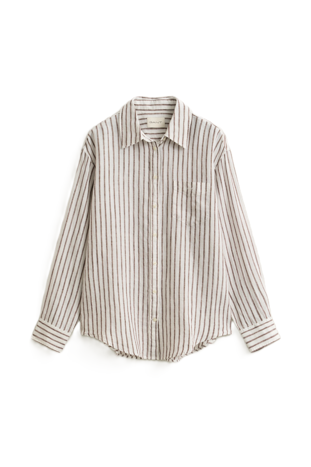 Rel Striped Linen LS Skjorta - Fresh Soil