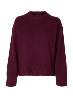 Cille Cashmere Blend Ls Knit O-Neck - Fig