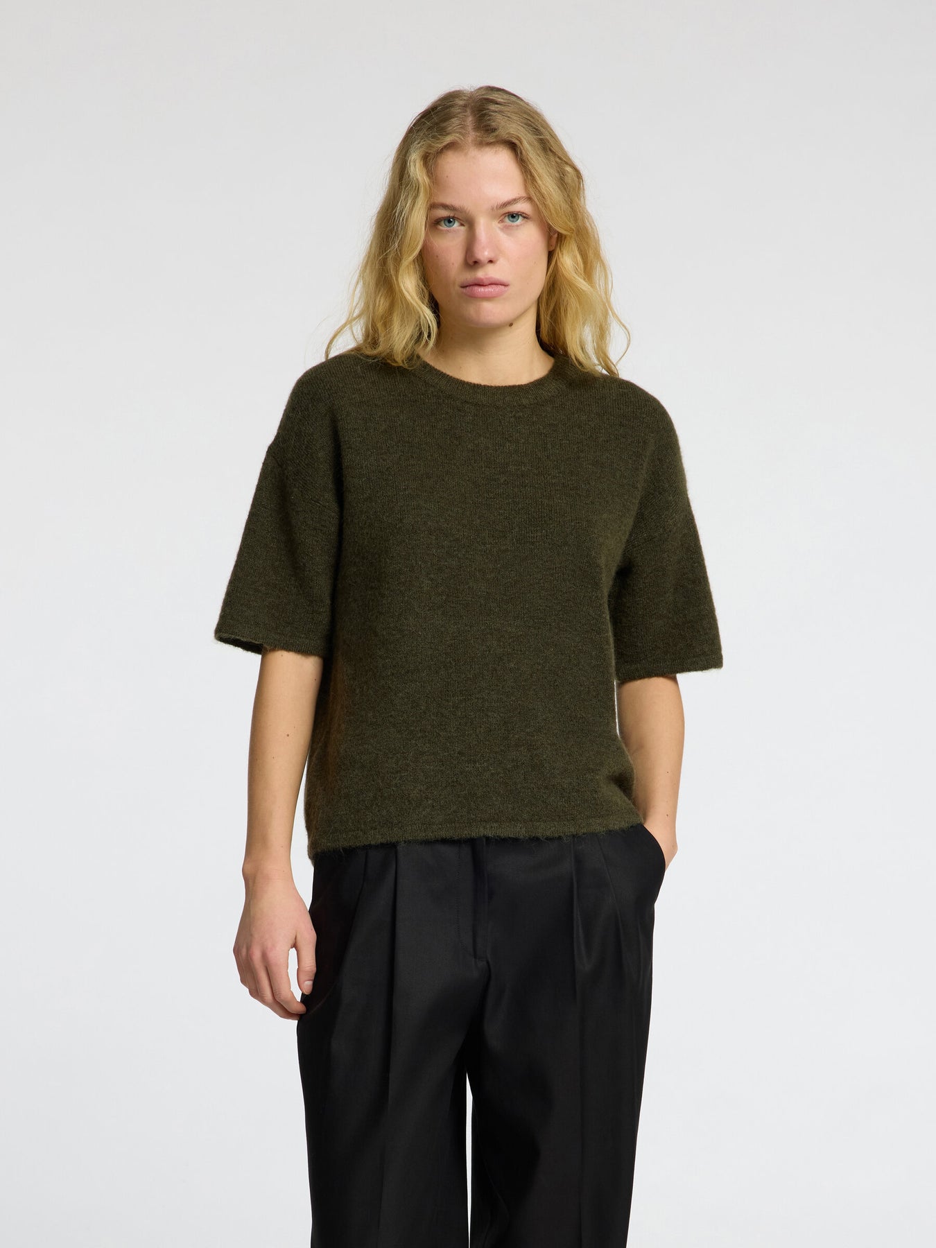 Maline-Liliana 2/4 Knit O-Neck Noos - Kalamata  Melange