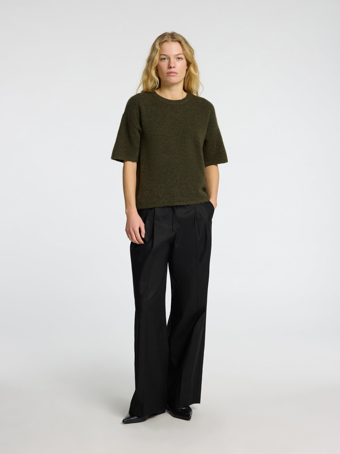 Maline-Liliana 2/4 Knit O-Neck Noos - Kalamata  Melange