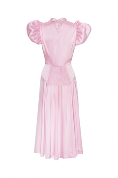 Satin Puff Midi Dress - Blushing Bride