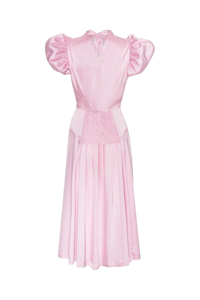 Satin Puff Midi Dress - Blushing Bride