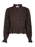 Petrine Embroidery Blouse - Dark Brown
