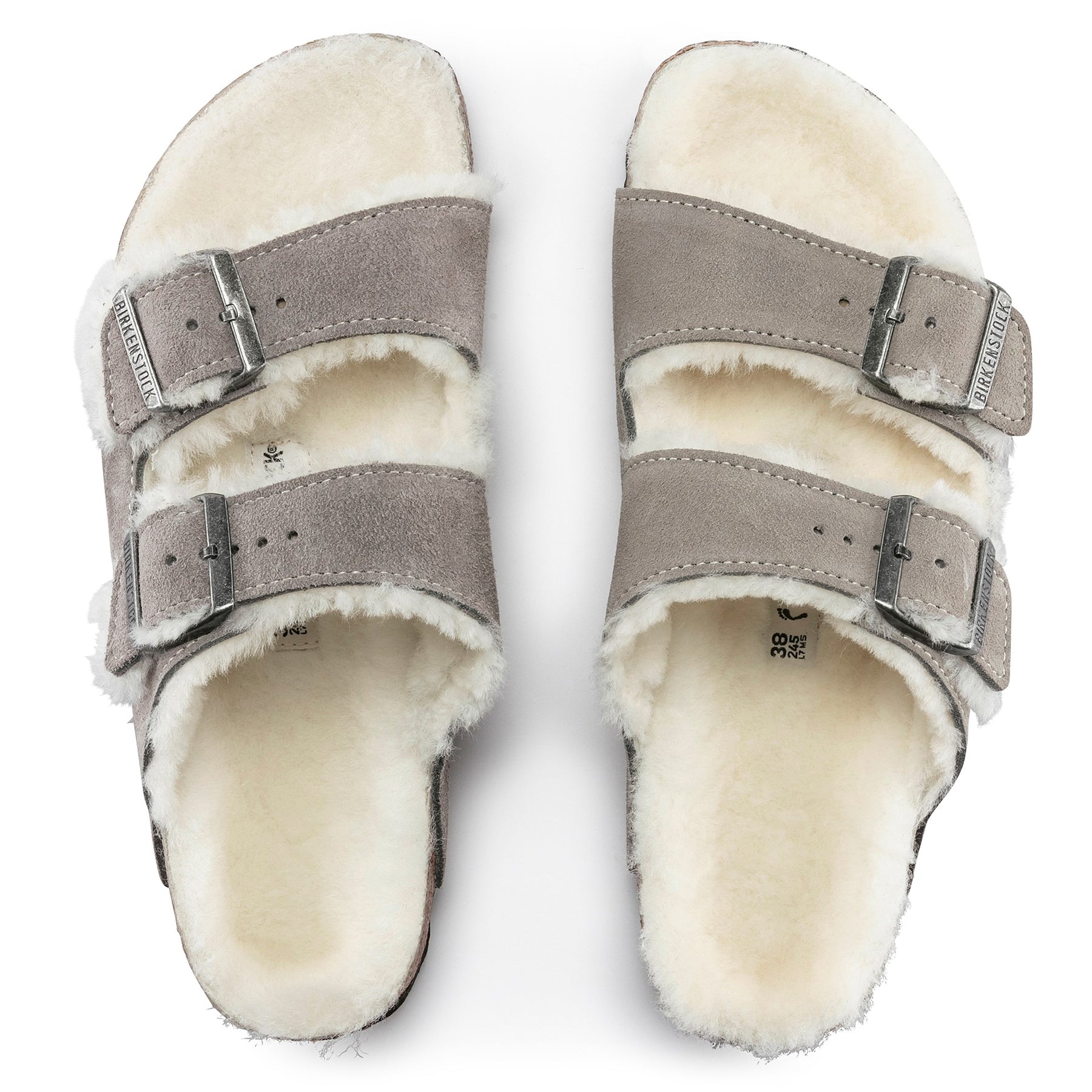 Arizona Shearling Suede Leather Narrow - Stone Coin