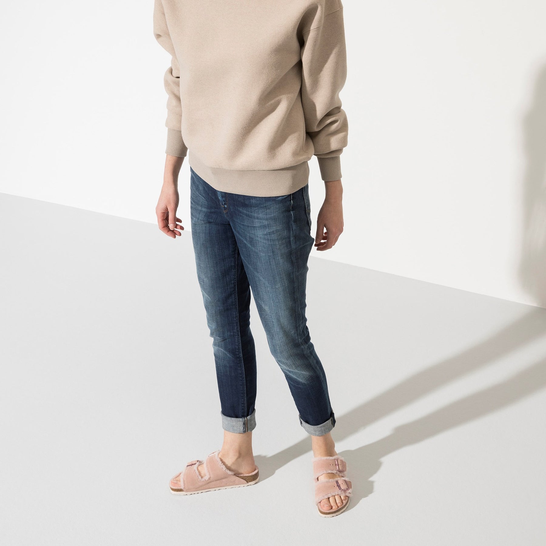 Arizona Shearling Suede Leather Narrow - Light Rose