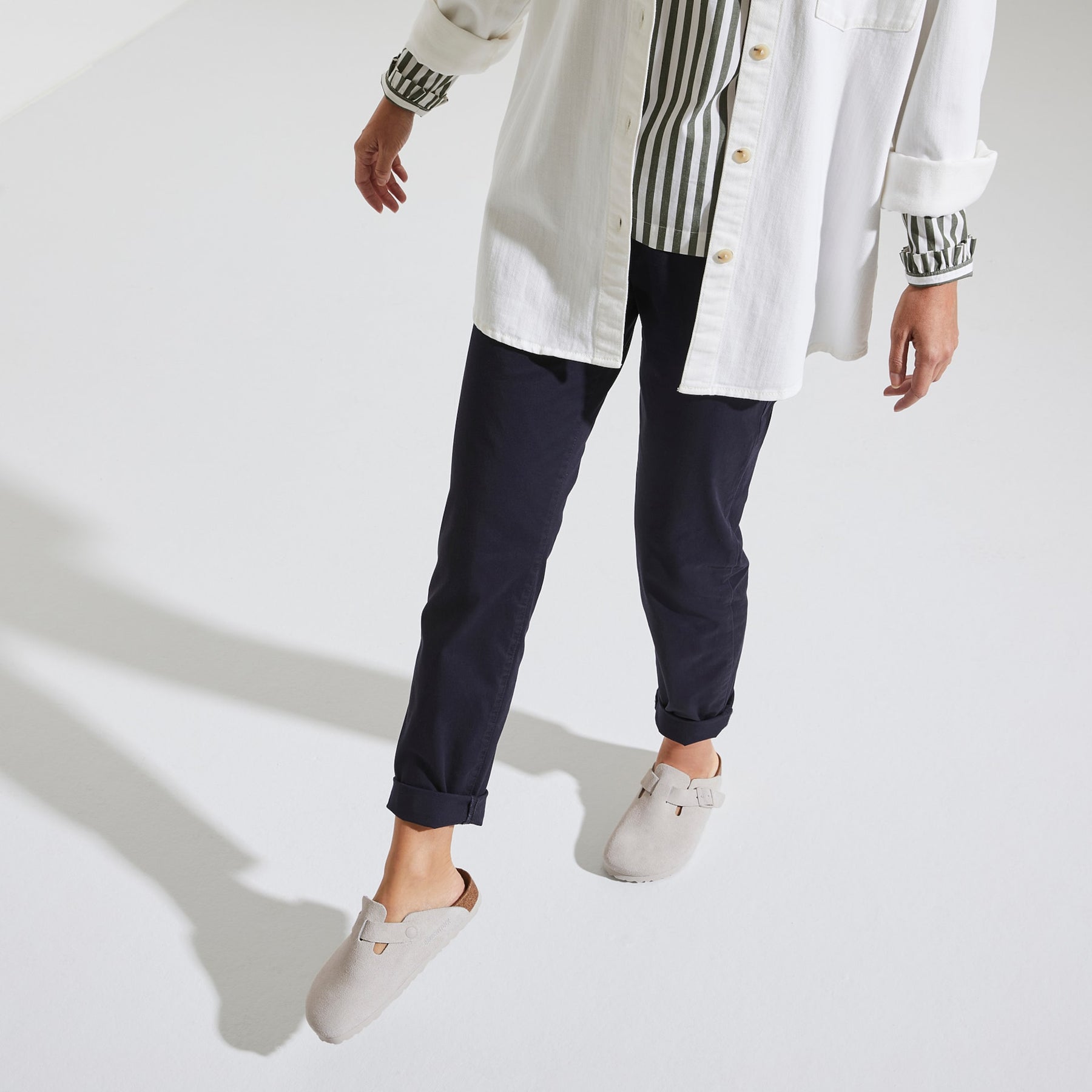 Boston Suede Leather Narrow - Antique White