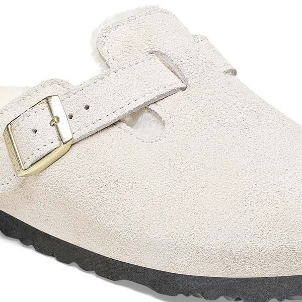 Boston Shearling Suede Leather/Fur Narrow - Antique White
