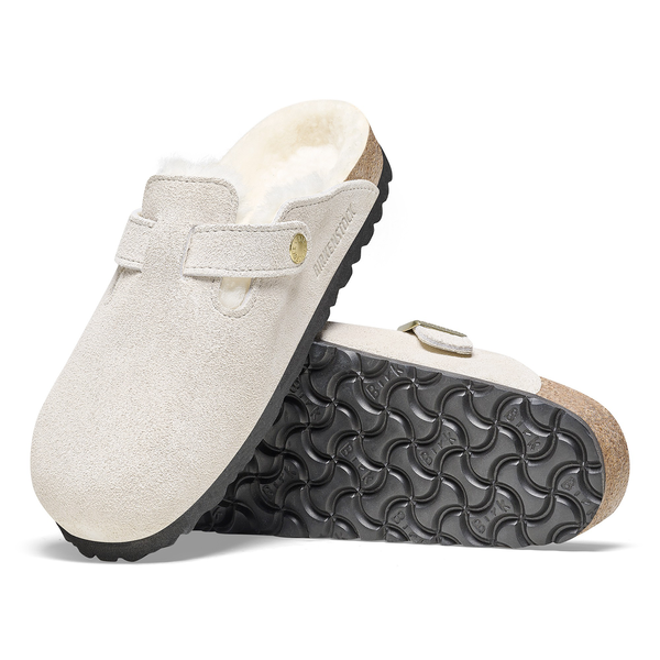 Boston Shearling Suede Leather/Fur Narrow - Antique White