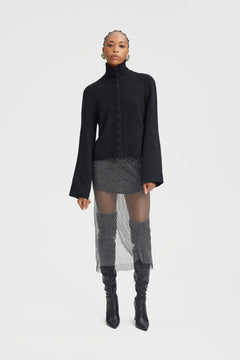 AlphaGZ High Neck Cardigan - Black