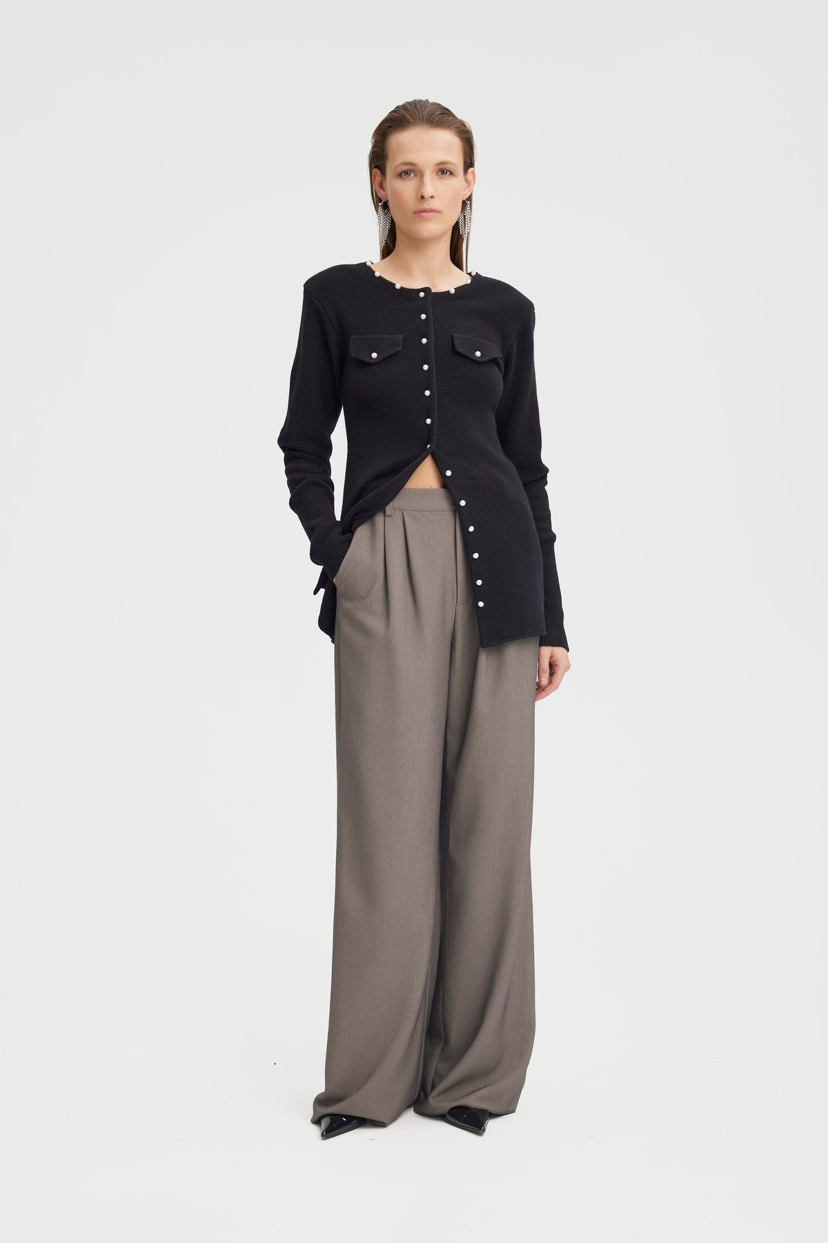 ManziGZ Wool Pearly Cardigan - Black