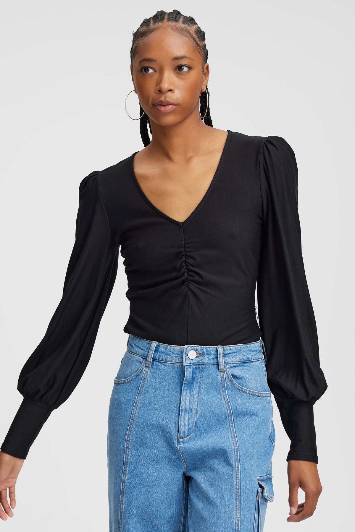 RifaGZ V-Neck Blouse - Black