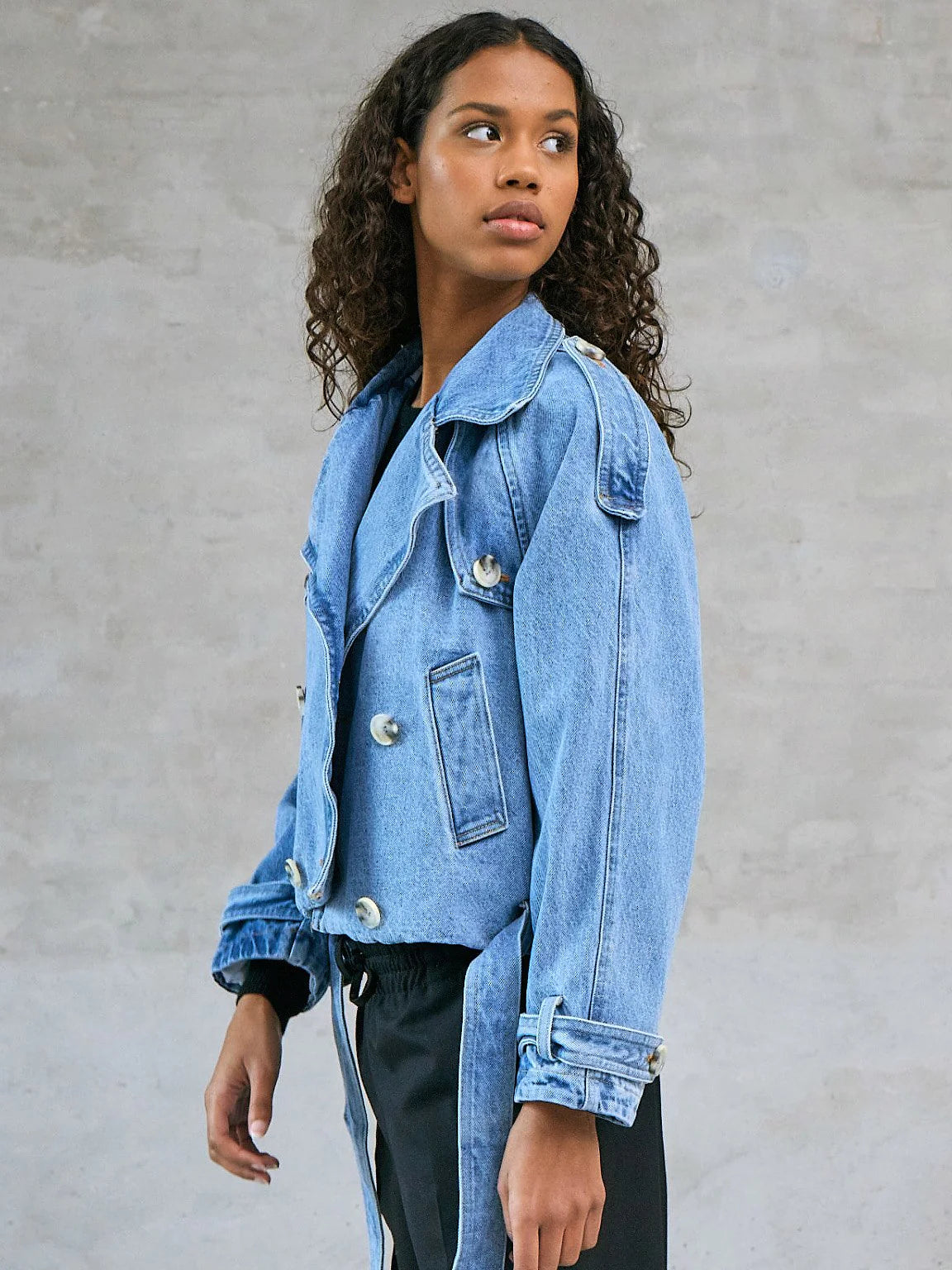 Bobby Denim Trench Jacket - Blue