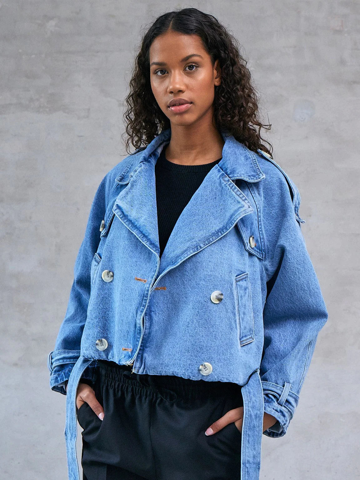 Bobby Denim Trench Jacket - Blue