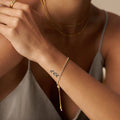Fine Crystal Tennis Slider Armband - Pale Gold
