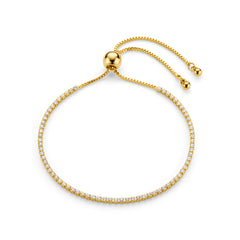 Fine Crystal Tennis Slider Bracelet - Pale Gold