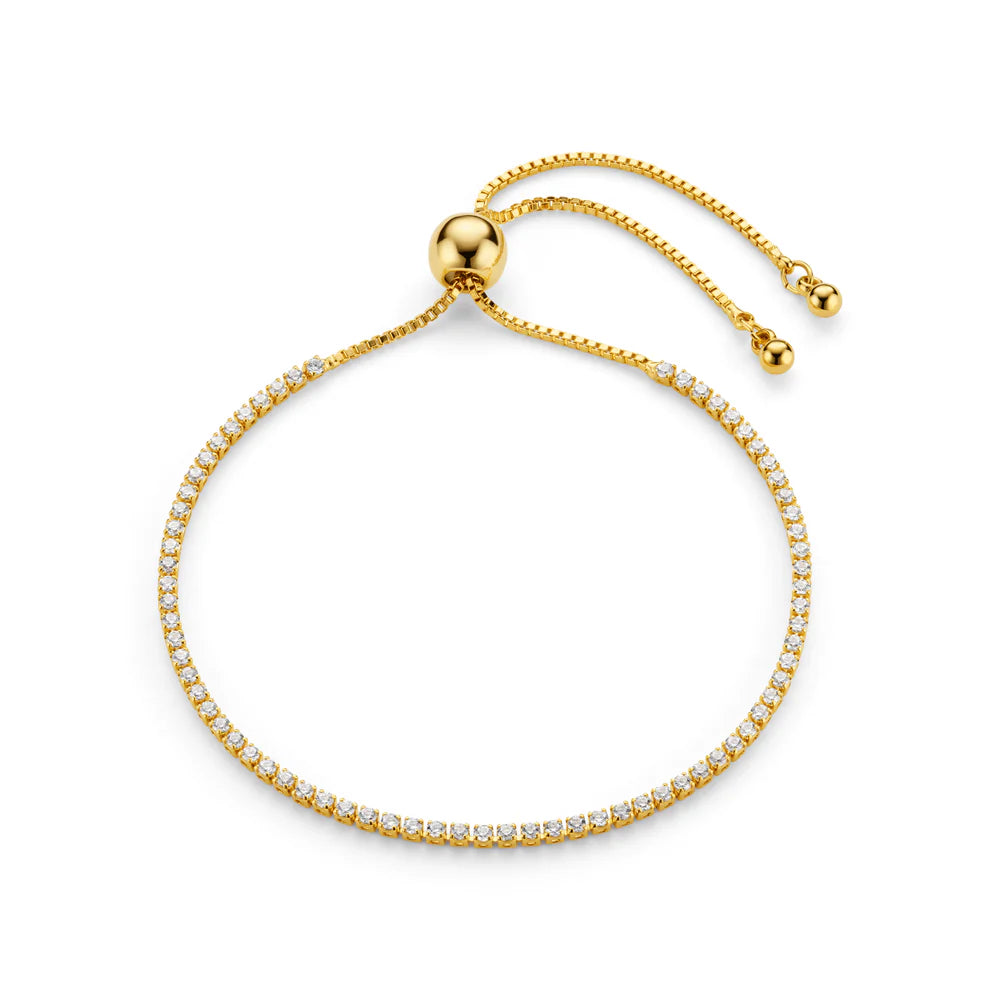 Fine Crystal Tennis Slider Armband - Pale Gold