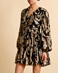 Brocade Georgette Shirt Dress - Black