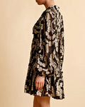 Brocade Georgette Shirt Dress - Black