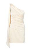 Nelly Draped One Shoulder Mini Dress - Vanilla