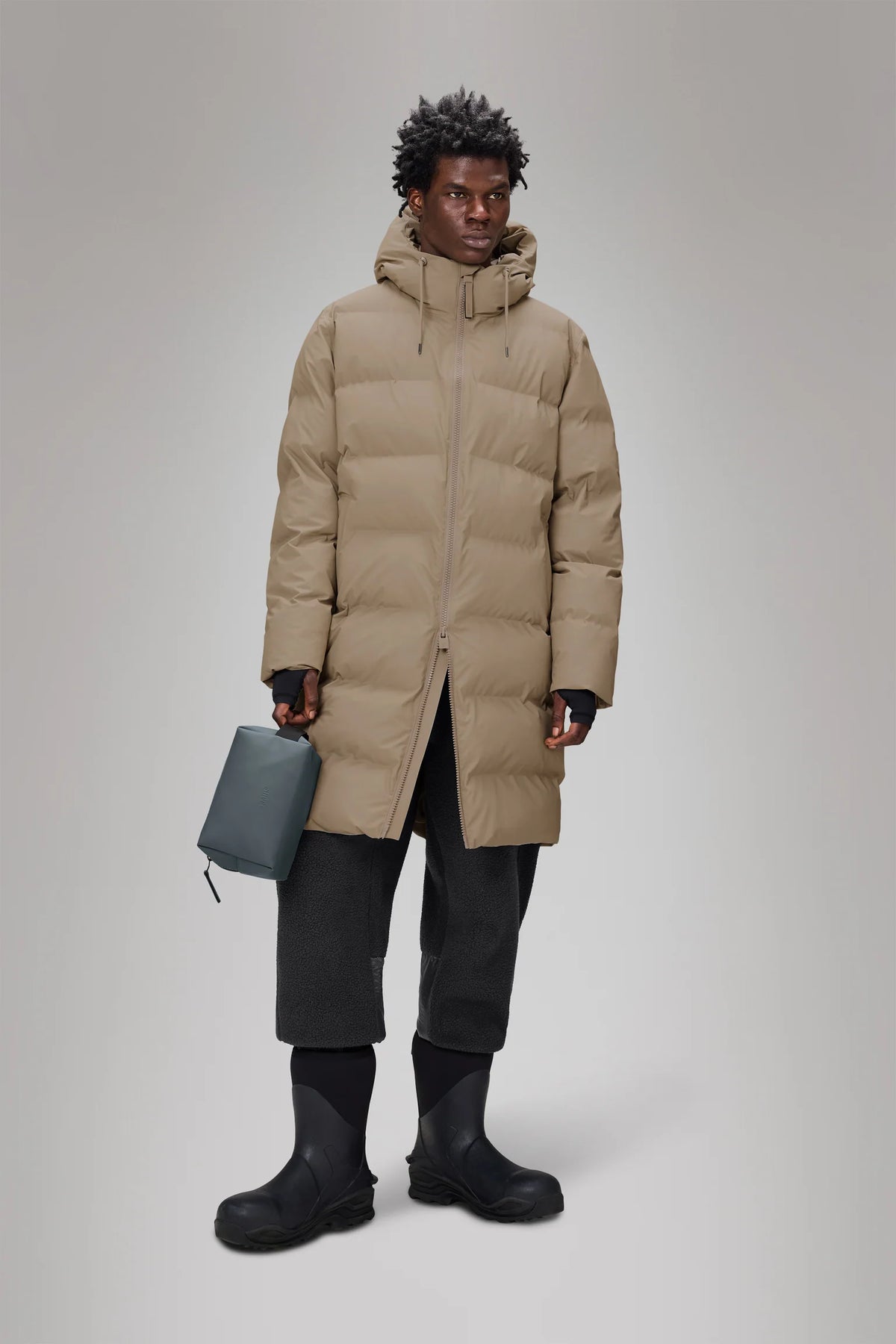 Rains Alta Longer Puffer Jacket - Beige