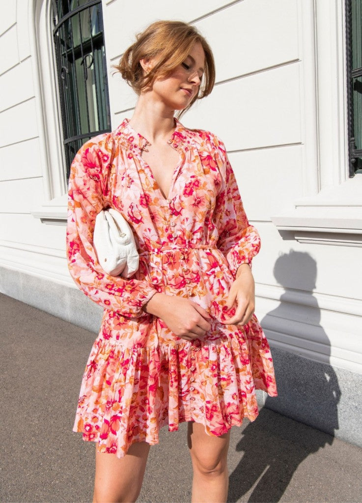Alia Dress - Coral Garden Linen