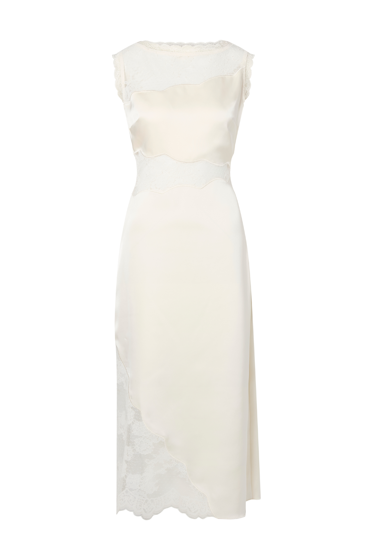 Desire Lace Trimmed Cut Out Midi Dress - Vanilla